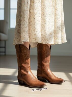 Frye Billy Pull On Cognac Leather Cowboy Boots